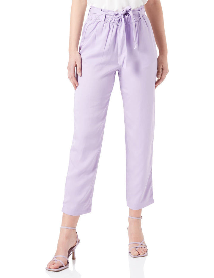 TOM TAILOR Denim Damen Relaxed Tapered Hose mit Bindegürtel L 31042 - Lilac Vibe, L 31042 - Lilac Vi
