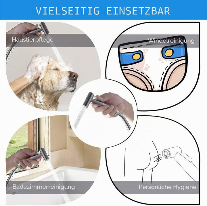 WC-Sprühflasche, Handbrause, Bidet, aus Edelstahl – mit 3-Wege-Ventil (1/2-3/8 Zoll), perfekt für pe