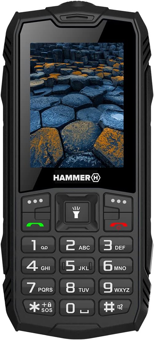 Hammer H Basalt Outdoor Handy ohne Vertrag, 2.4 Zoll Farbdisplay, Robust, Mega Batterie 1800 mAh, Wa