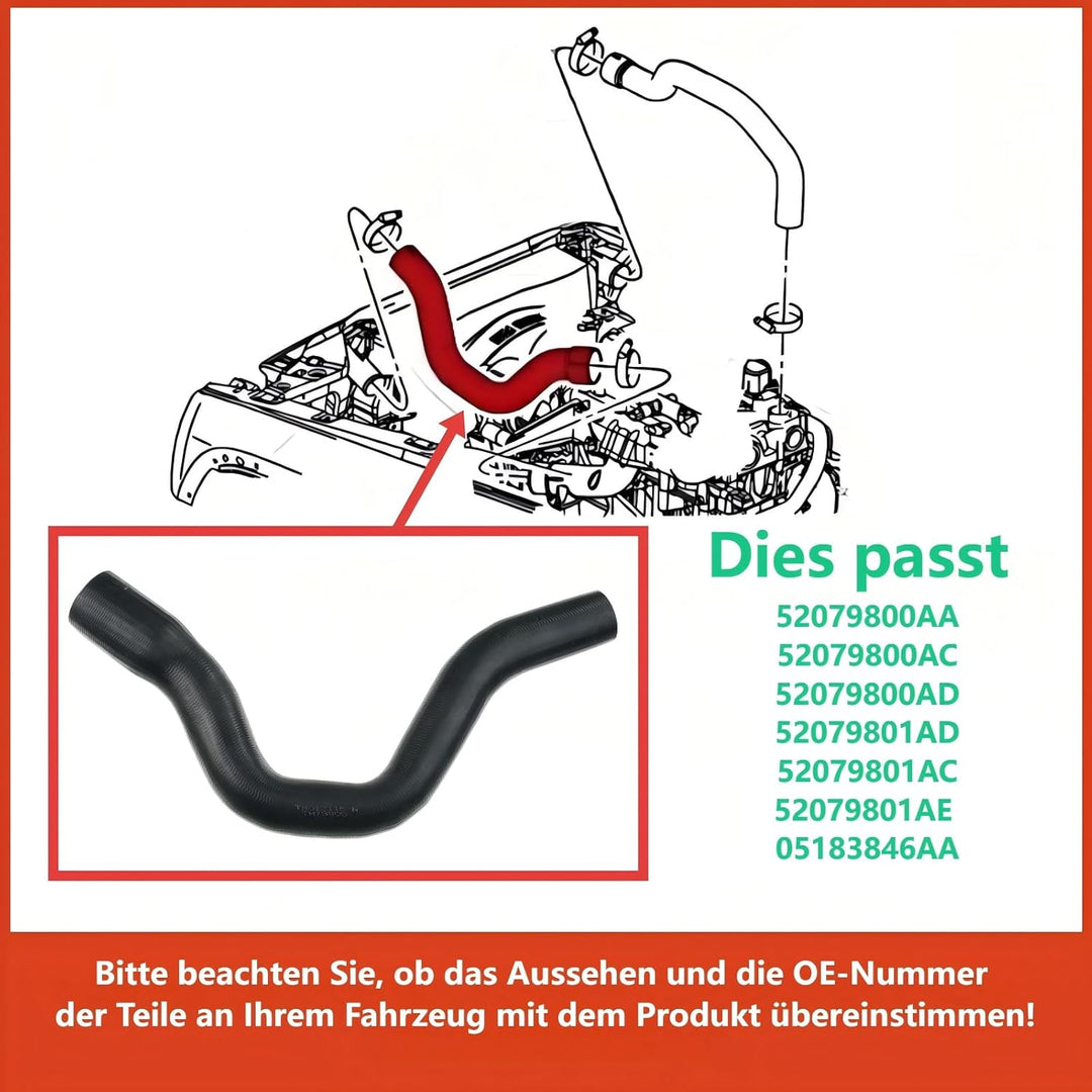 Ladeluftschlauch Turboschlauch für Cherokee KJ 2.5 2.8 CRD 4WD 2001-2008 52079800AA