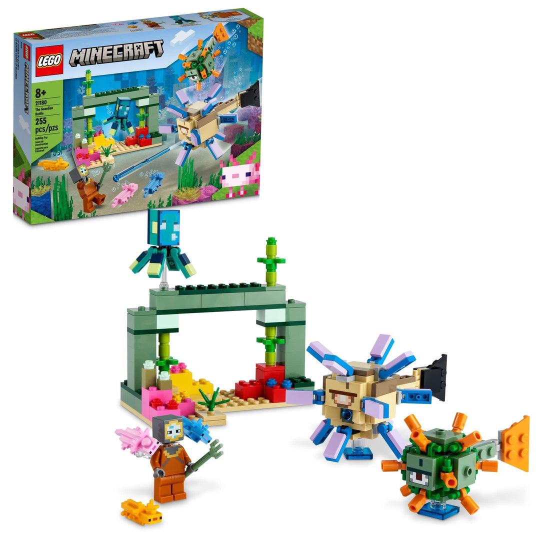 LEGO Minecraft The Guardian Battle 21180 Building Kit; Underwater Adventure Playset; Great Gift for