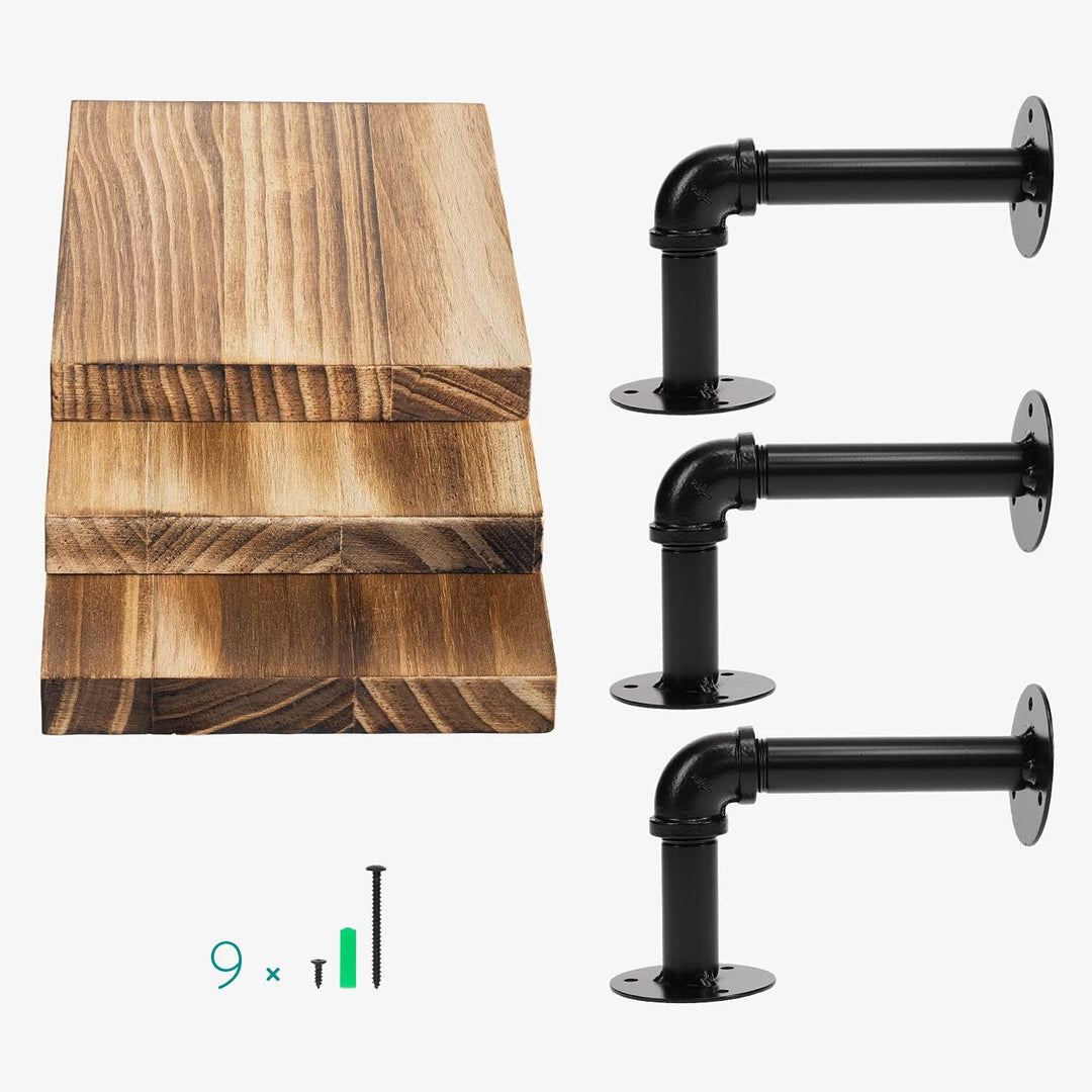 Navaris Wandregal Regal aus Holz und Metall - 3er Set Schweberegal Hängeregal - Ablage für Bilderrah