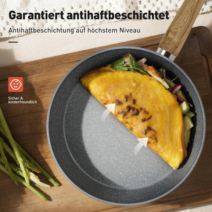 Kitchen Academy Topfset Induktions-Kochgeschirr-Set mit Glasdeckeln und Granitbeschichtung inkl. Pfa