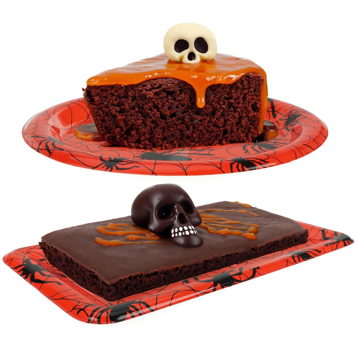 com-four® 15x Dekoteller Halloween - hochwertige, wiederverwendbare Kunststoffteller im Spinnen- und