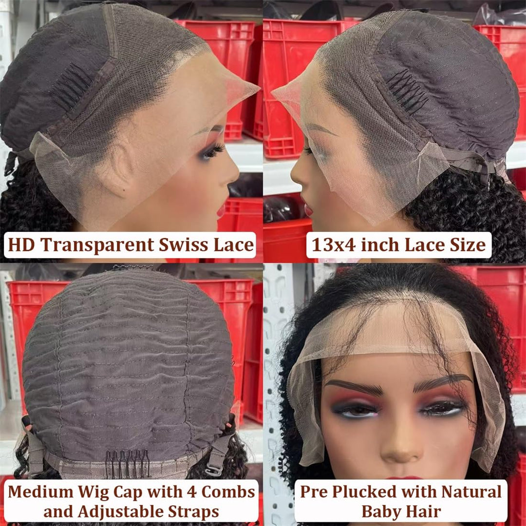 BELE Afro Kinky Curly 13x4 HD Lace Front Wigs for Women 200 Density 22 inch Brailian 12A Kinky Curly