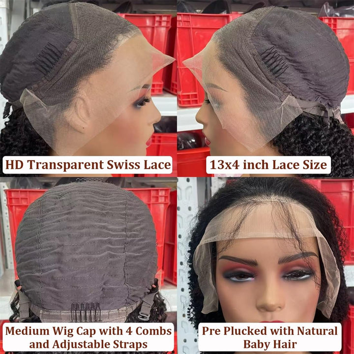 Bele Kinky Curly Lace Front Wigs Echthaar, 61 cm (51 Zoll), brasilianisches Kinky Curly HD, transpar