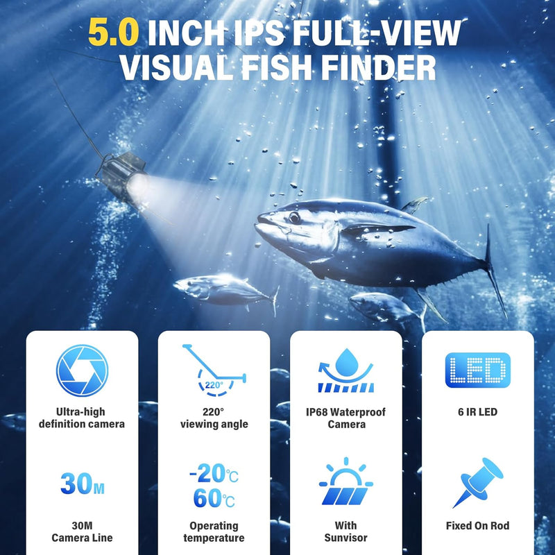 Deeper Fishfinder, Unterwasserkamera Angeln, Weitwinkel-Infrarot-Nachtsicht, Host IP65 wasserdicht,