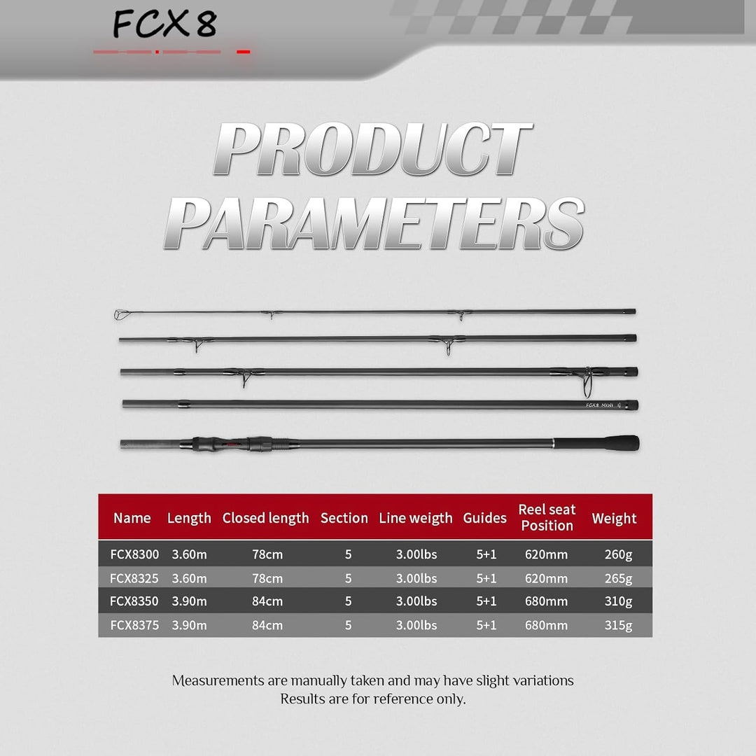 FCX Mini-Karpfenangeln, 3,6 m, 3,9 m, 1,4–1,7 kg, Carbon, Ultraleicht, tragbar, für Reisen, Spinnrut