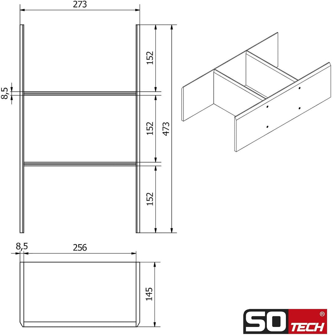 ORGA-BOX Auszugs- und Schubladen Einteilungssystem 473 x 273 x 145 mm Multifunktionseinsatz aus Bamb
