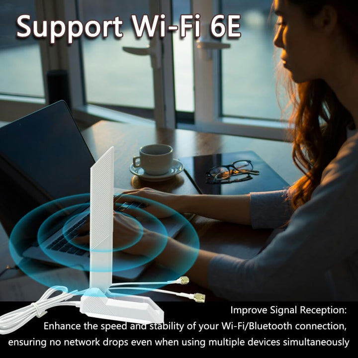 JINTAI High Gain 9dBi Tri-Band WiFi 6E Antenne mit Magnetfuss für MSI für PC Desktop Computer - Omni