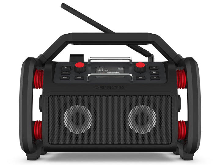 PerfectPro Baustellenradio ROCKPRO, DAB+ und UKW-Empfang, Bluetooth, Inklusive Ladegerät und Lithium