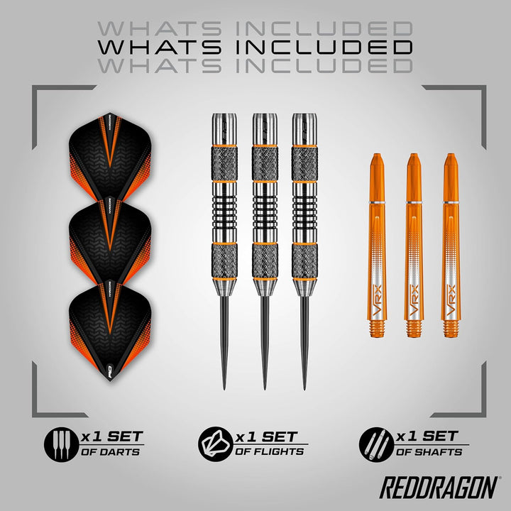 RED DRAGON Amberjack Series Steel Profi Dartpfeile Steeldarts Set mit Flights und Schäfte 22.0 Gramm