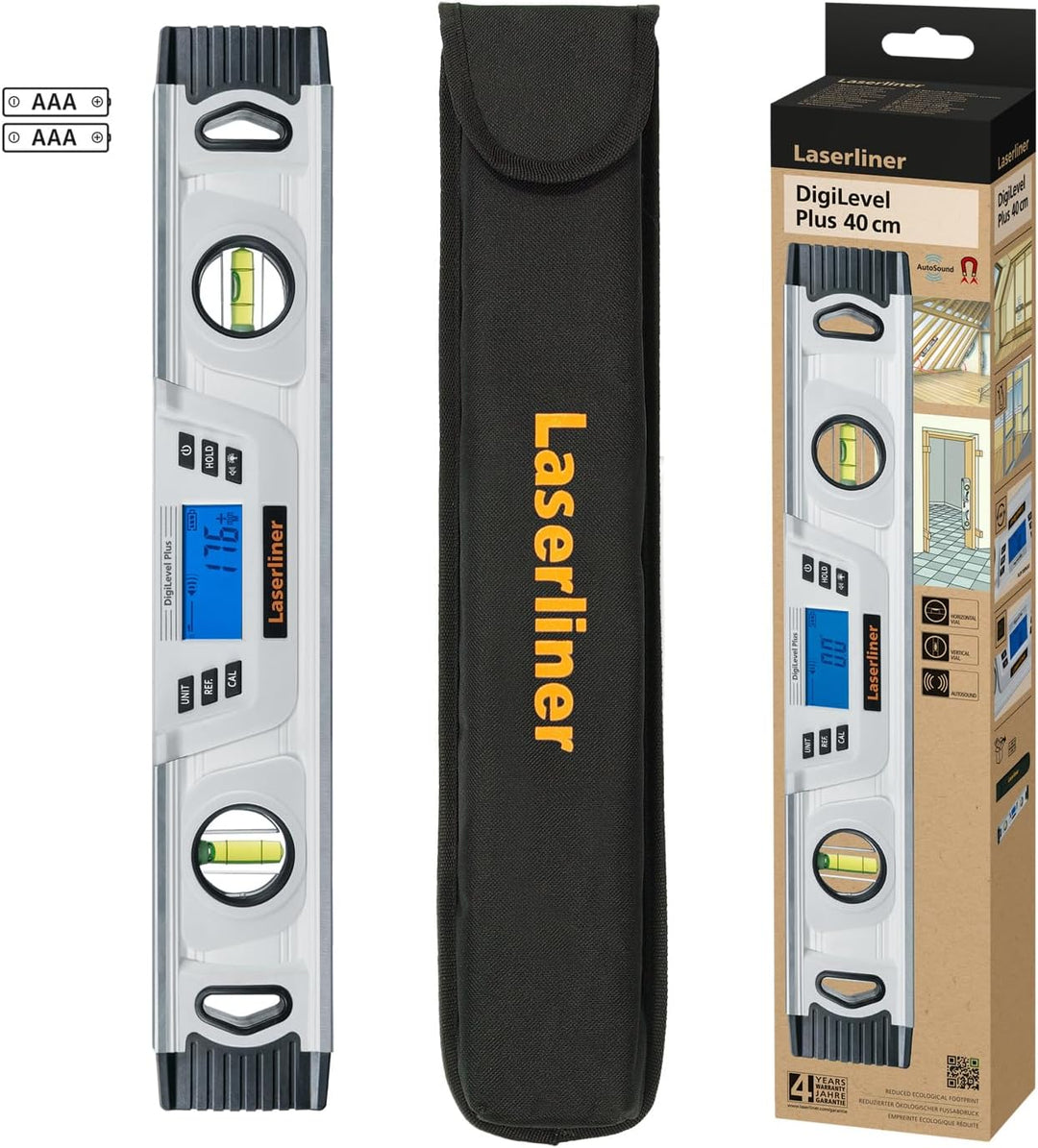 Laserliner DigiLevel Plus 40, Digitale Wasserwaage | 360° Winkelmessung, Umschlagkalibrierung, Magne
