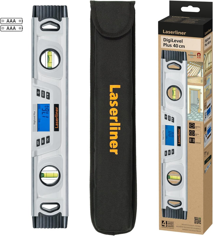 Laserliner DigiLevel Plus 40, Digitale Wasserwaage | 360° Winkelmessung, Umschlagkalibrierung, Magne