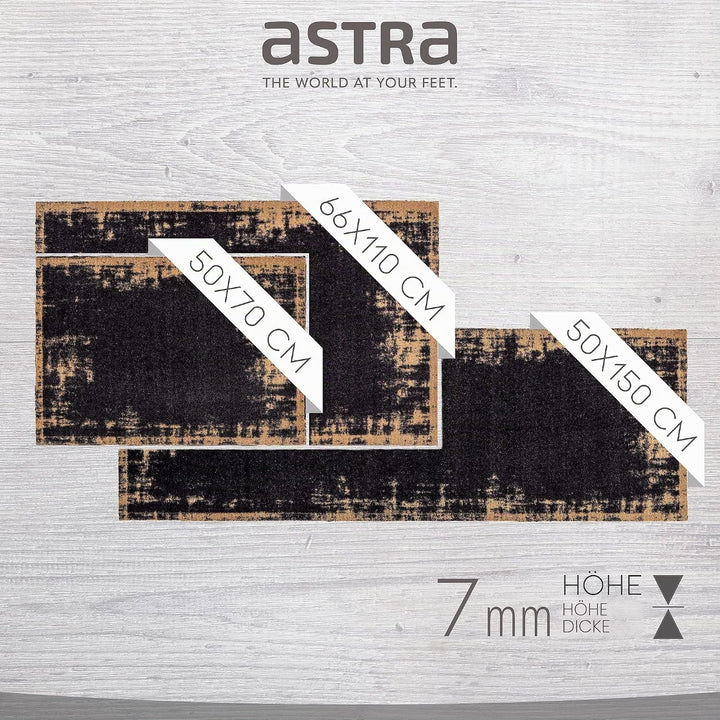 Astra rutschfeste Sauberlaufmatte innen - Uni Bordüre schwarz 50 x 70 cm - Wohnraum Fussmatte Design