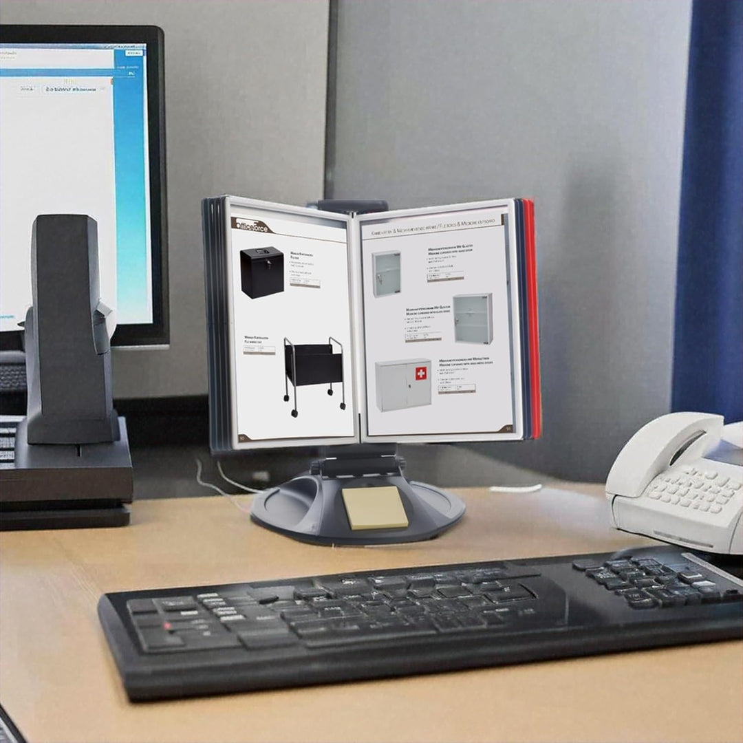 Stabiler Sichttafel-Tischständer OfficeForce mit 10 Klapprahmen, rund (01126) Tisch rund