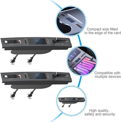 Tesla-USB Hub Docking Station, USB Hub für Tesla-Model 3/Y 2023-2021, Digitalanzeige Mittelkonsolen