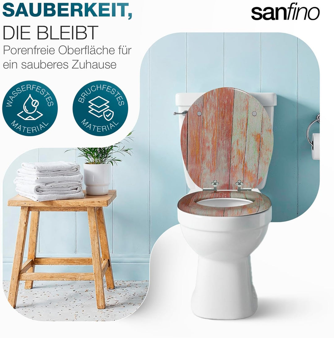Premium WC Sitz mit Absenkautomatik – hochwertige Toilettendeckel aus Holz, viele bunte Motive, hohe