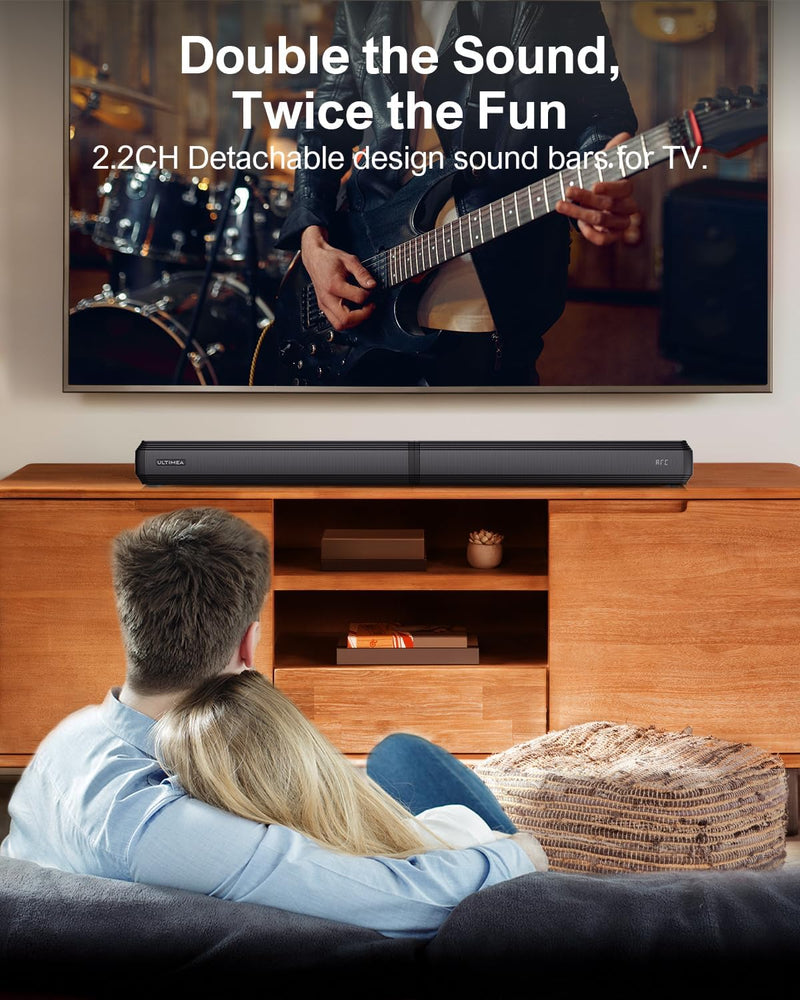 ULTIMEA 2.2-Kanal Soundbar für TV Geräte, teilbare 2-in-1 Soundbar für Fernseher, Bluetooth 5.3 TV-S