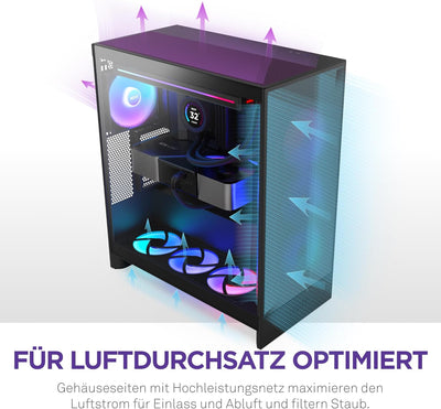 NZXT H7 Flow RGB | Mid-Tower-ATX-Airflow-Gehäuse mit RGB-Lüftern | Unterstützt Lüfter im Boden zur d