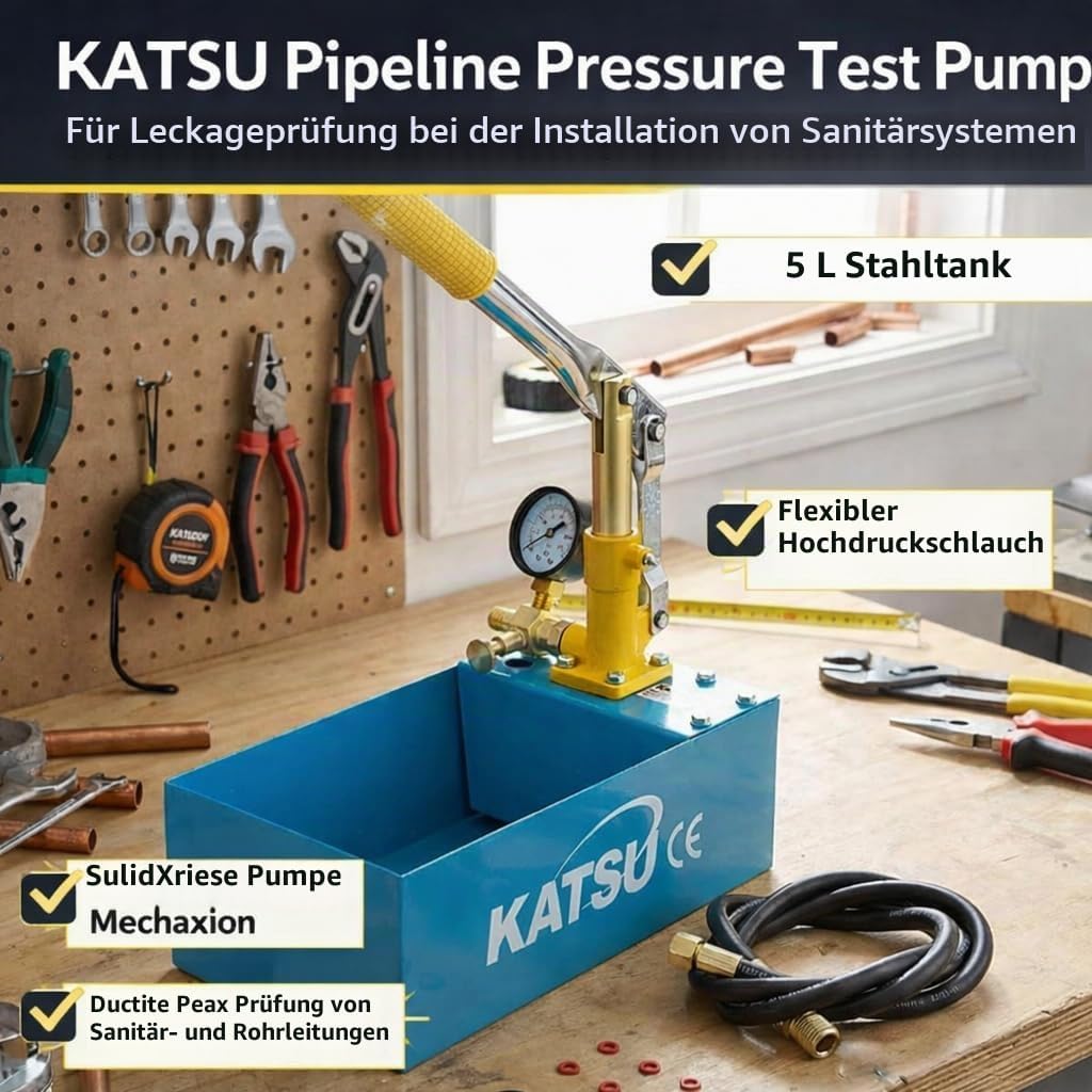 KATSU Tools 318927 Wasser Rohr Montage Heizzystem Leck Druck Tester Pumpe