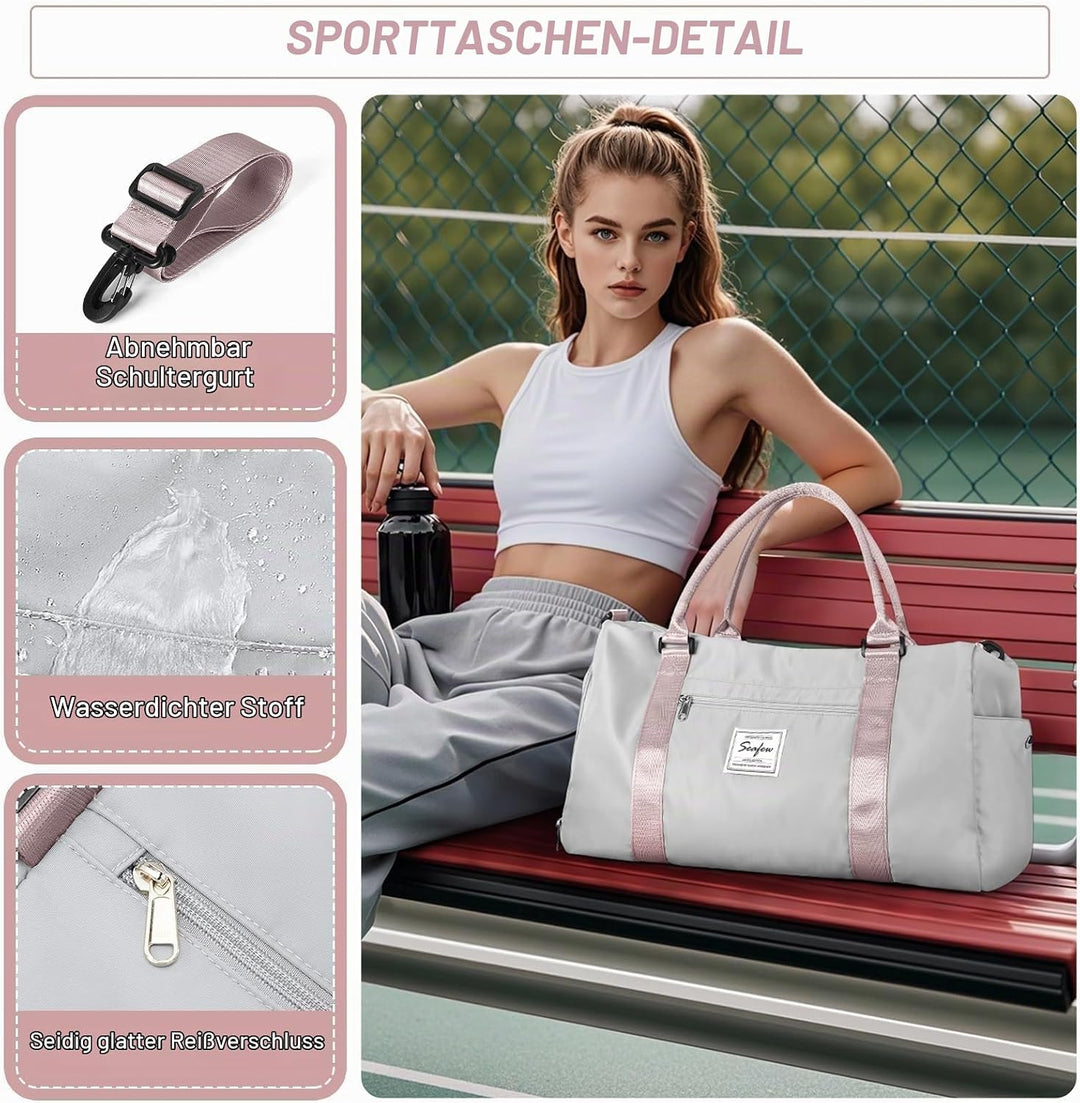 HYC00 Sport Duffel Bag Damen Handgepäck Sporttasche für Damen Herren mit Nassfach &amp; Schuhfach, Reise