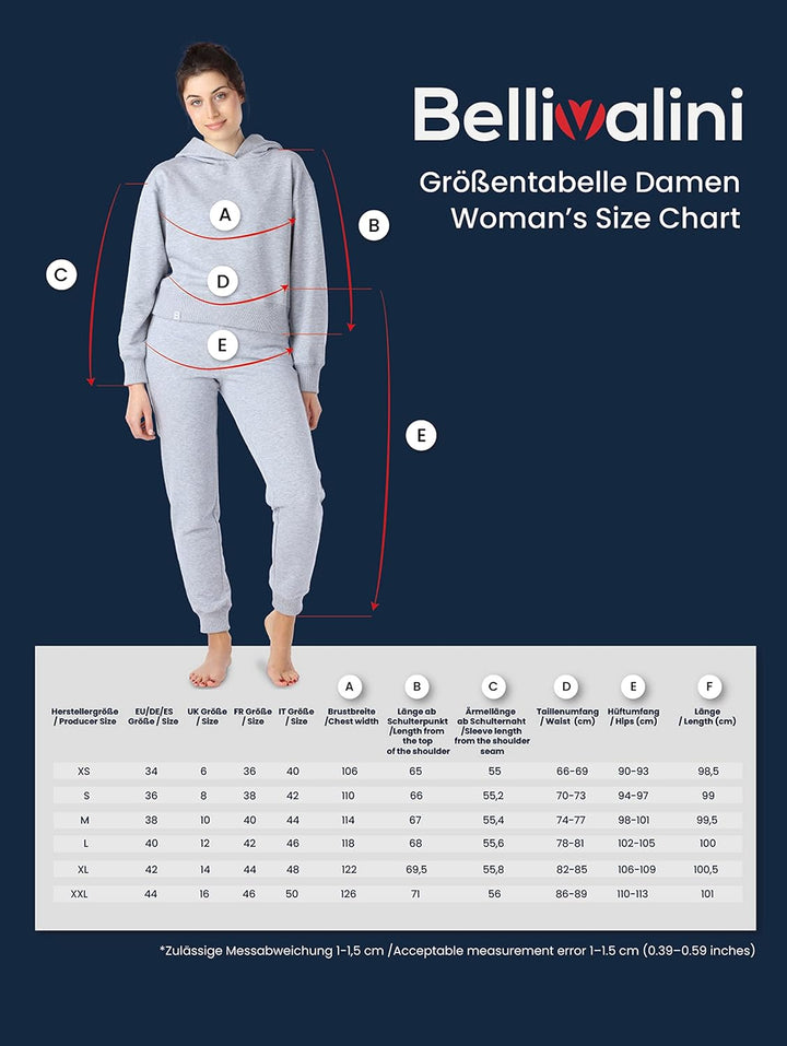 Bellivalini Sportanzug Damen Jogginganzug aus Baumwolle Zweiteiler Lange Ärmel BLV222 S Blau, S Blau