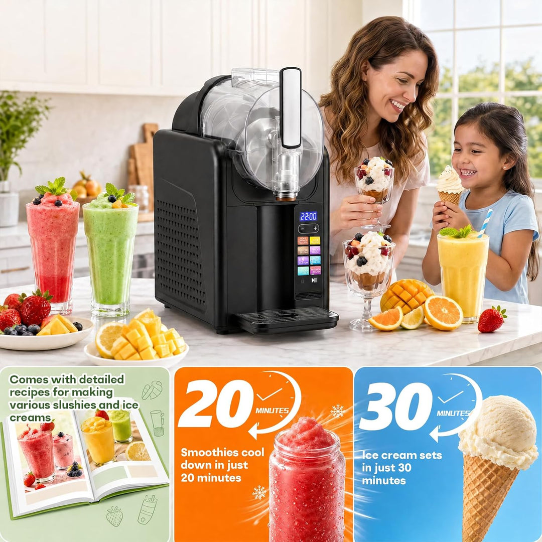 Slush Maschine eismaschine 2L Slushie,slushie maschine,Maschine mit LED-Display,7 voreingestellte Pr