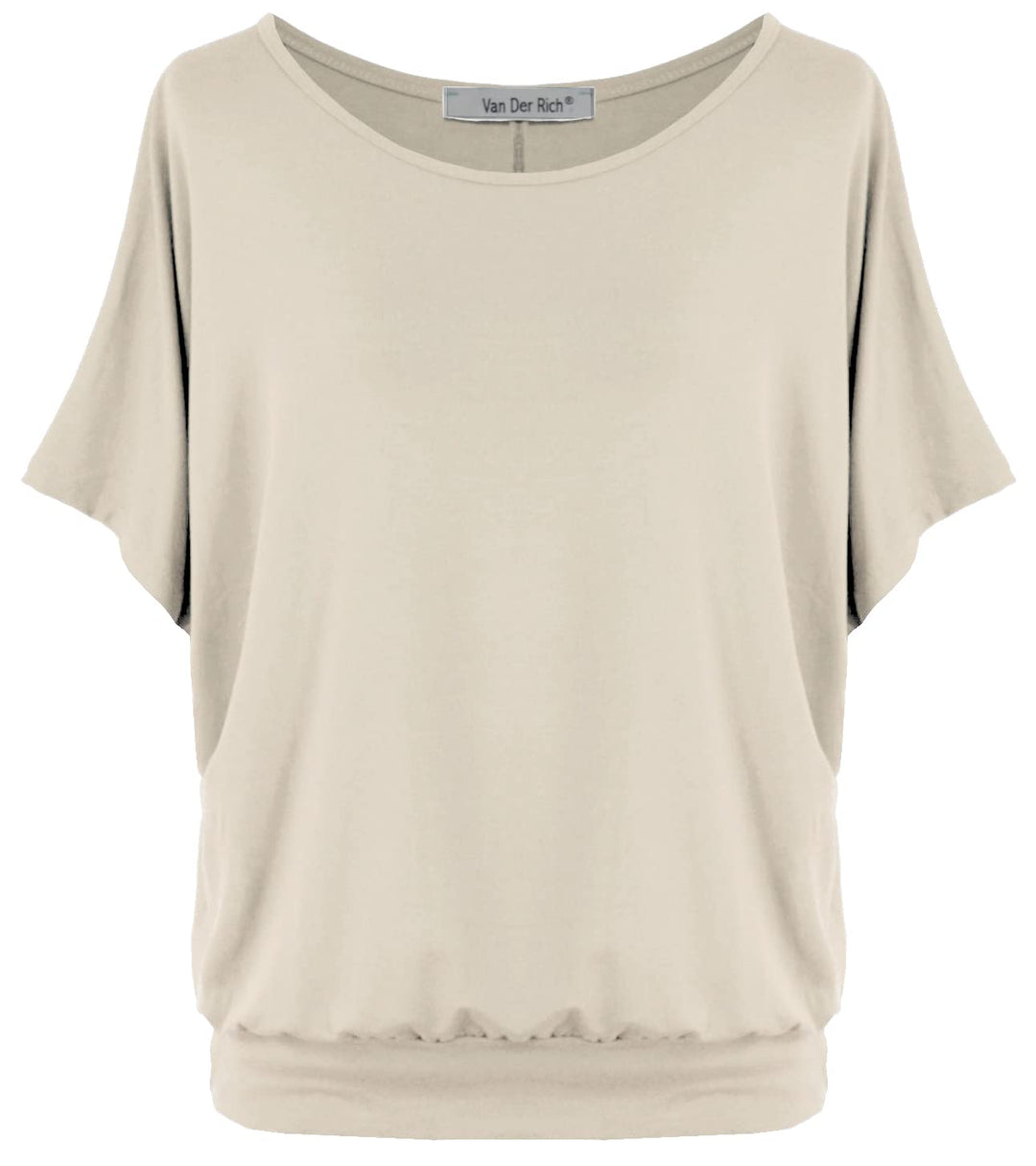 Van Der Rich ® - Oversize T-Shirt mit Fledermausärme - Damen Beige L, Beige L
