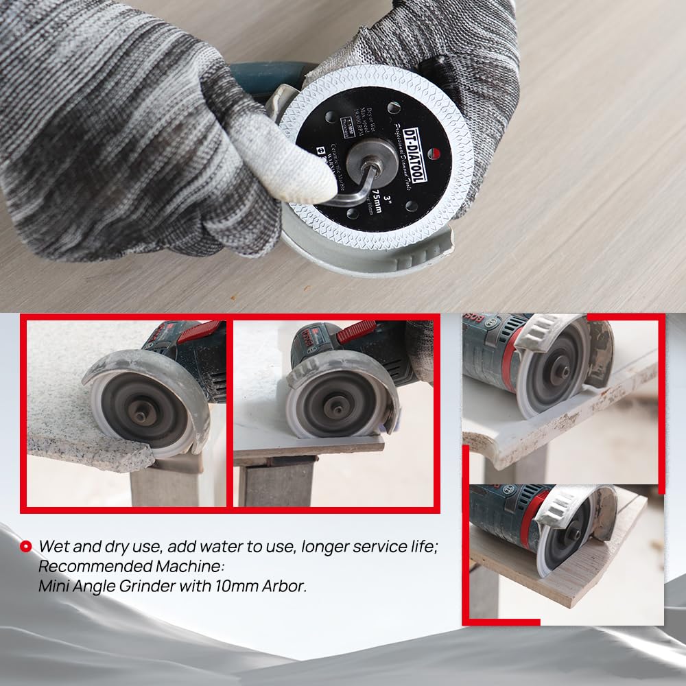 DT-DIATOOL Diamant Trennscheibe 2 Stücke 125 mm Sägeblatt mit X Mesh Turbo für Porzellan Fliesen Mar
