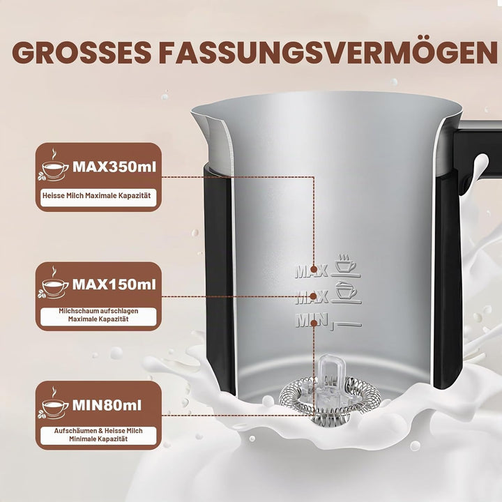 Elektrischer Milchaufschäumer Mit 4 Funktionen: Automatischer Milchaufschäumer Für Heisse Und Kalte
