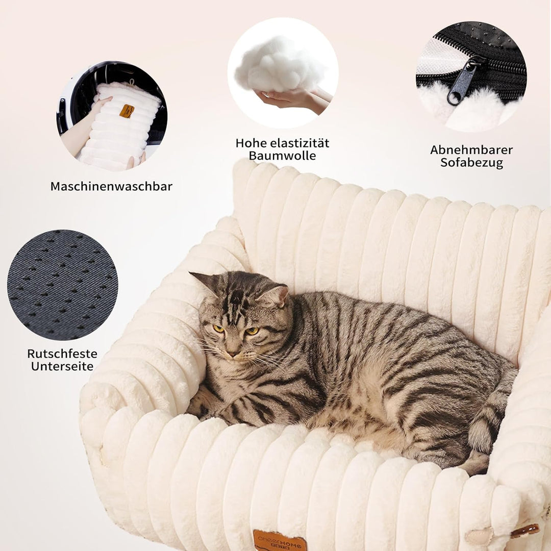 CheerPals Extended Katze Sofa – 63 L × 55–66 B cm Weiches, Flauschiges Grosses Katzenbett, Hundesofa