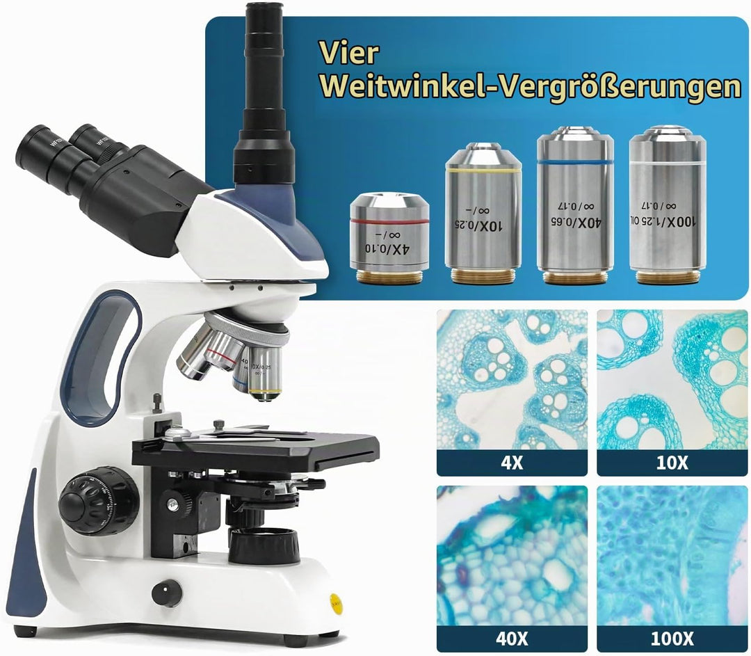 Swift SW400 Compound-Trinokular-Labor-Mikroskop, Unendliches optisches System, 40X-2500X Vergrösseru