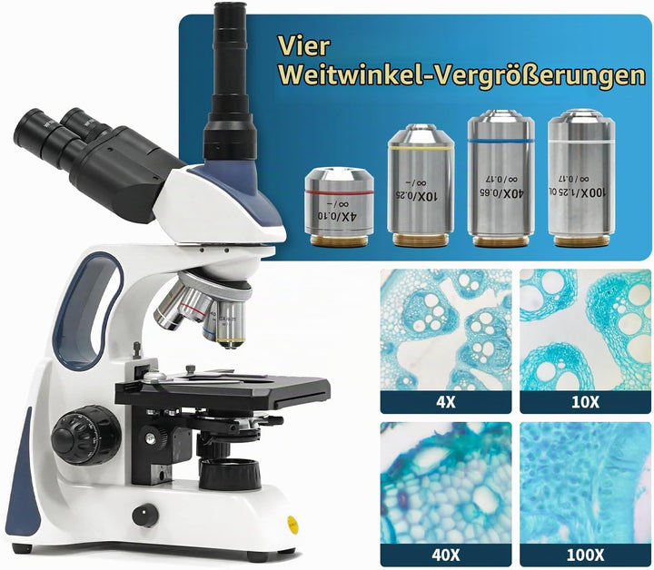 Swift SW400 Compound-Trinokular-Labor-Mikroskop, Unendliches optisches System, 40X-2500X Vergrösseru