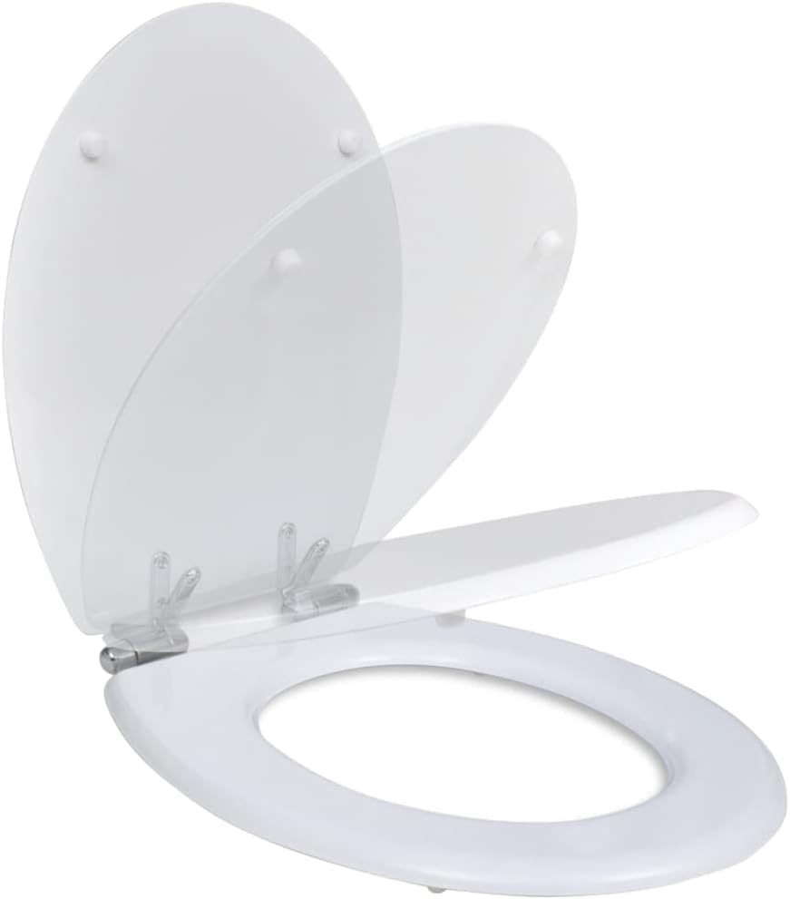 HOMIUSE Toilettensitz MDF Deckel mit Absenkautomatik Weiss Toilettendeckel Wc Sitz mit Absenkautomat