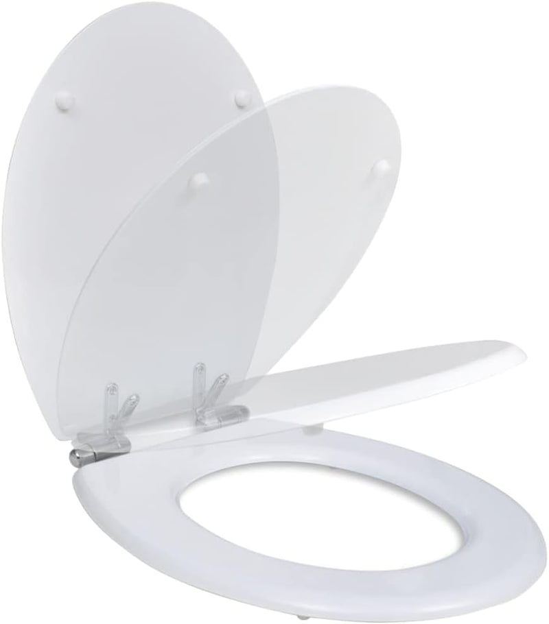 HOMIUSE Toilettensitz MDF Deckel mit Absenkautomatik Weiss Toilettendeckel Wc Sitz mit Absenkautomat