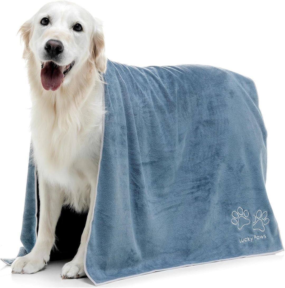 Lucky Paws® Hundehandtuch - 140x70cm XL Hundehandtuch extra saugfähig - schnell trocknend, luxuriös