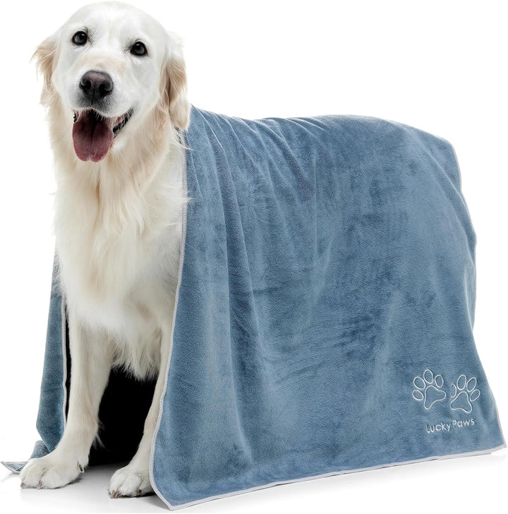 Lucky Paws® Hundehandtuch - 140x70cm XL Hundehandtuch extra saugfähig - schnell trocknend, luxuriös
