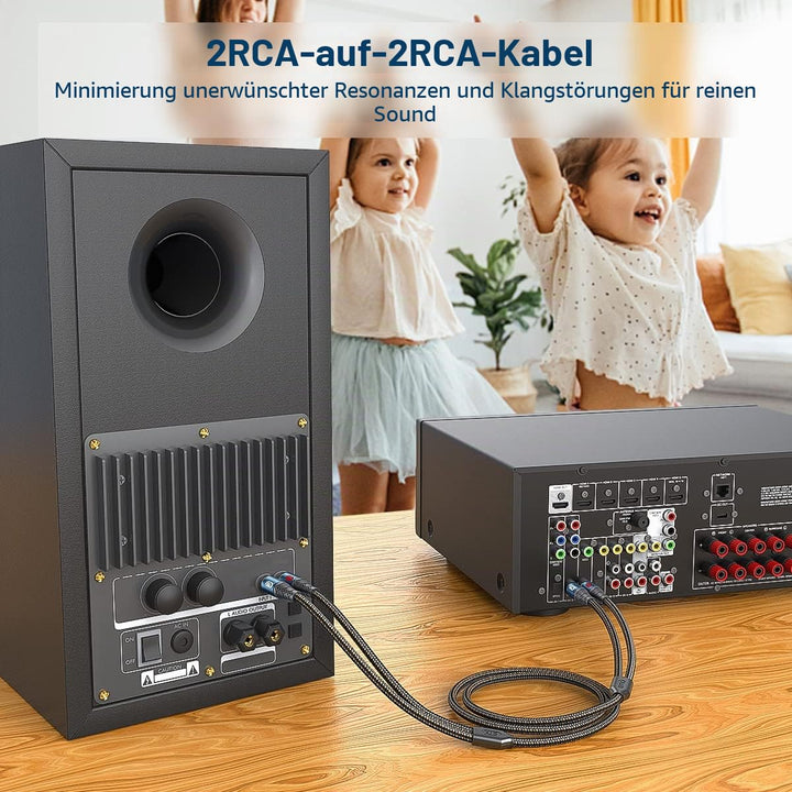 EMK 2Cinch Kabel Subwooferkabel Cinch Kabel RCA Verlängerungskabel 2x2 RCA(R&L) Stecker Aluminium Ge