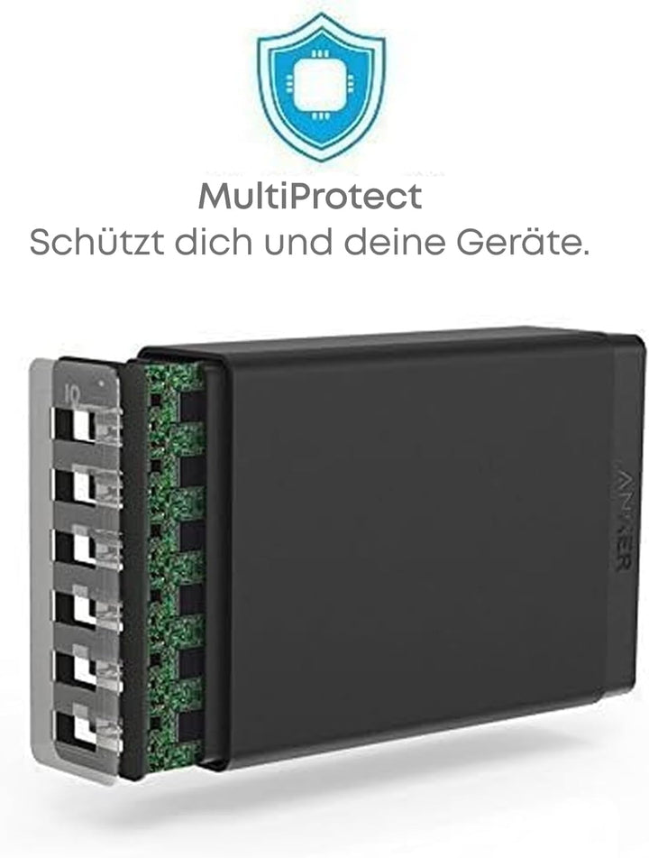 Anker PowerPort 6 (60W 6-Port USB Ladegerät) Family-Sized Desktop Ladeadapter mit PowerIQ Technologi