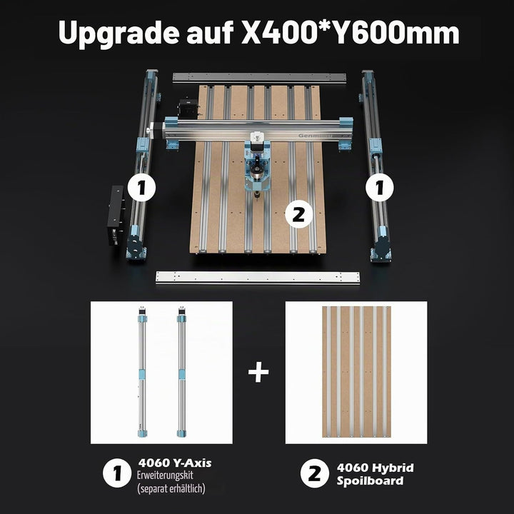 4040-PRO Y-Achsen-Erweiterungssatz, 4040 Upgrade auf 4060, CNC-Zubehör für 4040-PRO CNC-Fräsmaschine