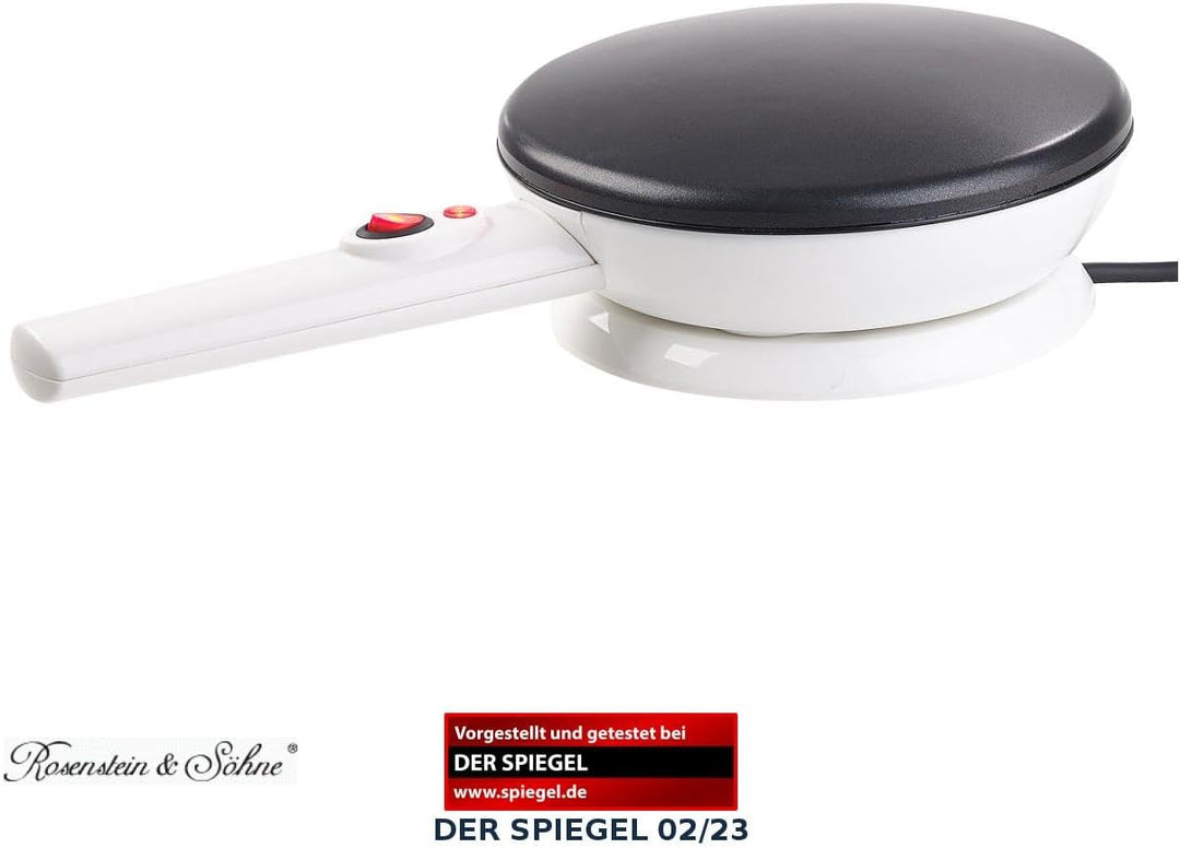 Rosenstein & Söhne Crepes Maker: Kabelloser Crêpes-Maker, Anti-Haft, Temperatur-Automatik, 20 cm, 80