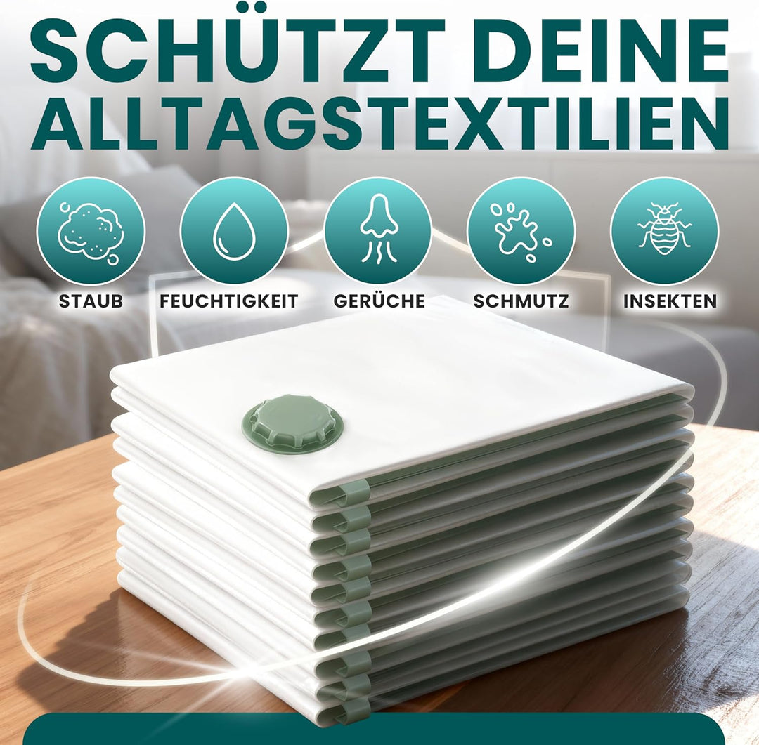 myHodo Vakuumbeutel für Kleidung (10 Stück 60x80 cm), Wiederverwendbare Aufbewahrungsbeutel zur Aufb