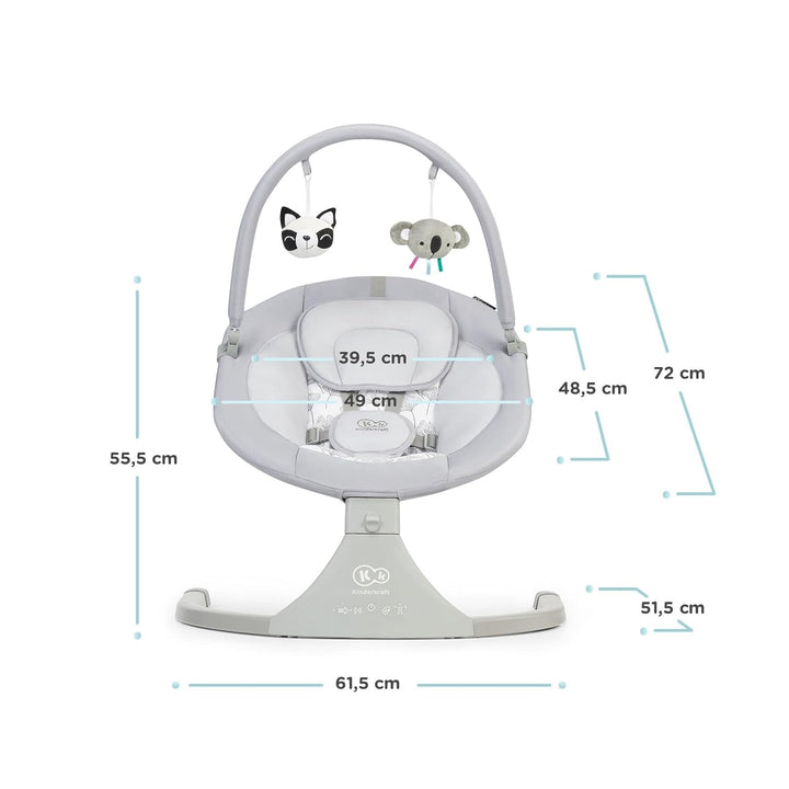 Kinderkraft Elektrische Babywippe 2 in 1 LULI, Babyschaukel, Babyliege, mit Spielbogen, 12 Melodien