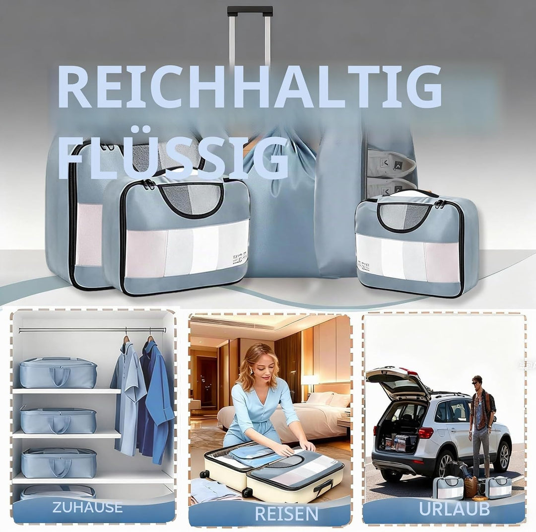 packing cube 8Pcs Blue-grey, 8Pcs Blue-grey