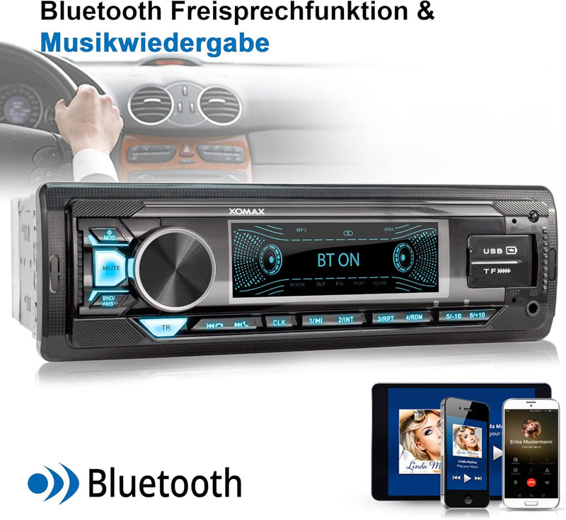 XOMAX XM-R281 Autoradio mit RDS, FM, Bluetooth Freisprecheinrichtung, USB, SD, MP3, ID3, AUX-IN, USB