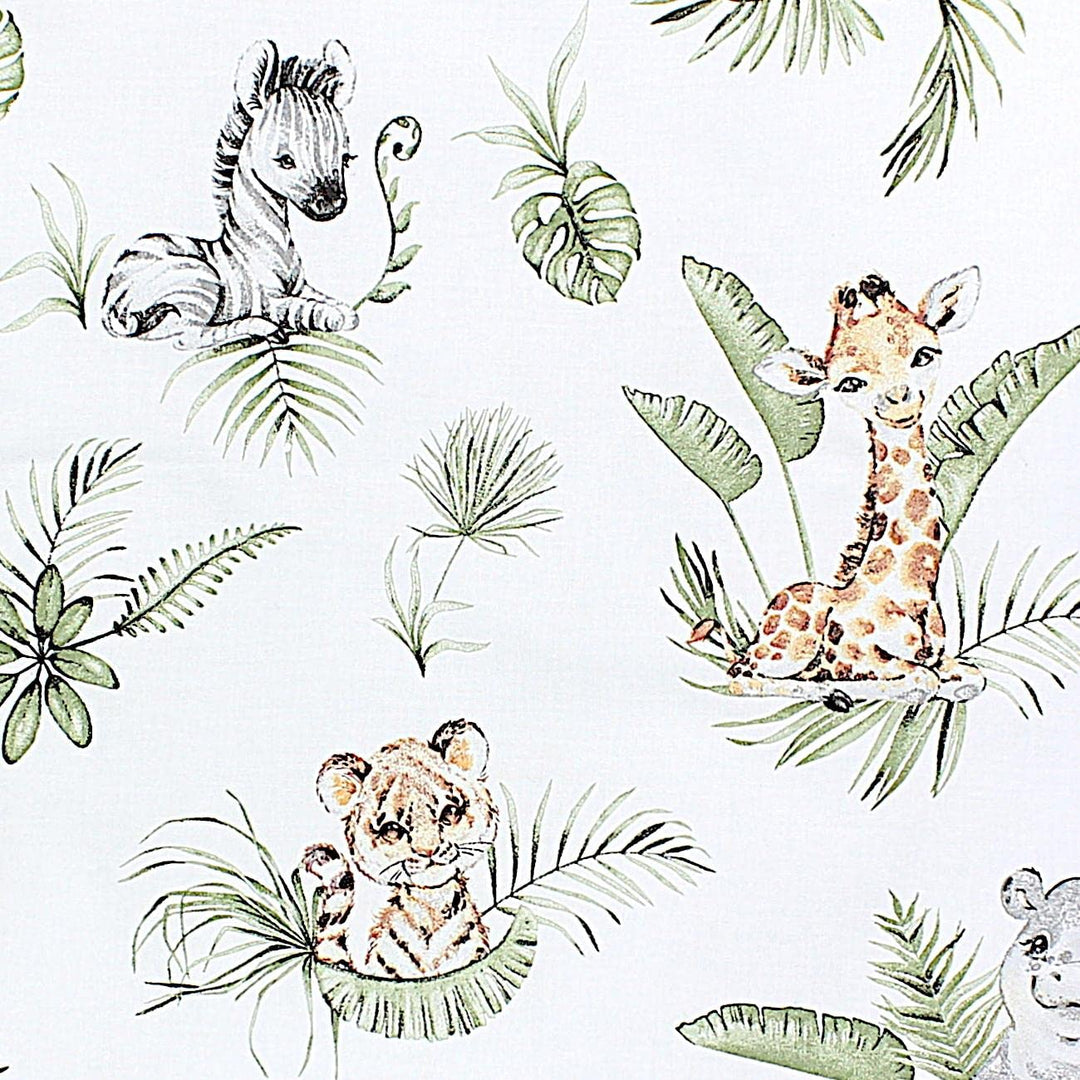 TupTam Baby Wickeltischauflage mit Baumwollbezug Gemustert, Farbe: Safari/Löwe/Braun/Blätter/Grün, G