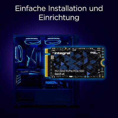 Integral 1TB NVME M.2 SSD 2242 NVMe PCIe Gen3 x4 SSD - Read Speed bis zu 3400MB/s, Write Speed bis z