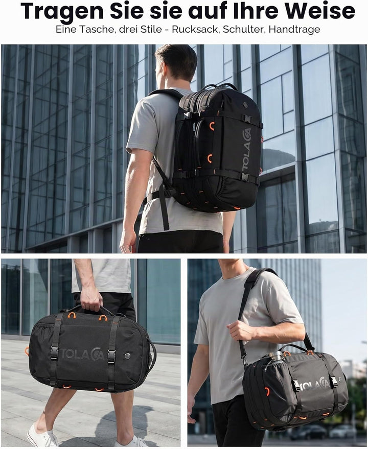 Tolaccea Reiserucksack, Handgepäck Rucksack Flugzeug, TSA-Freundlicher Laptop Rucksack 15,6 Zoll, Er