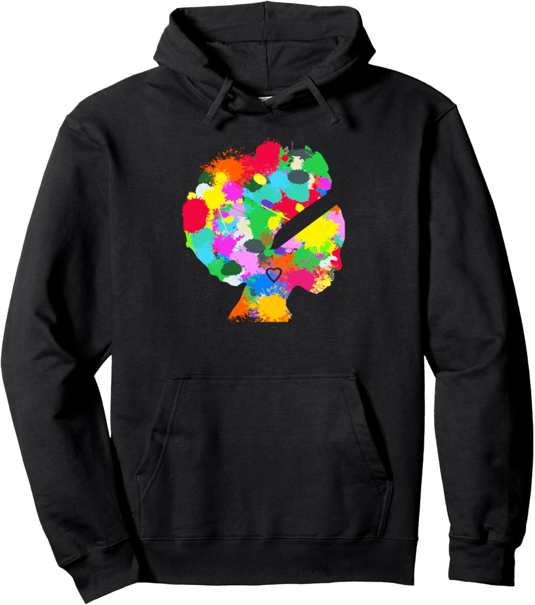 Black Girl Art Paint Colorful Artistic Women Girls Afro Hair Pullover Hoodie